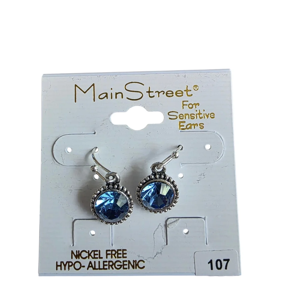 Mainstreet Blue Earrings for Sensitive Ears